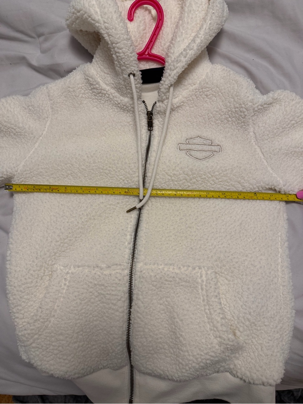 Harley-Davidson Cream Sherpa Zip-Up Hoodie Jacket - Picture 8 of 12